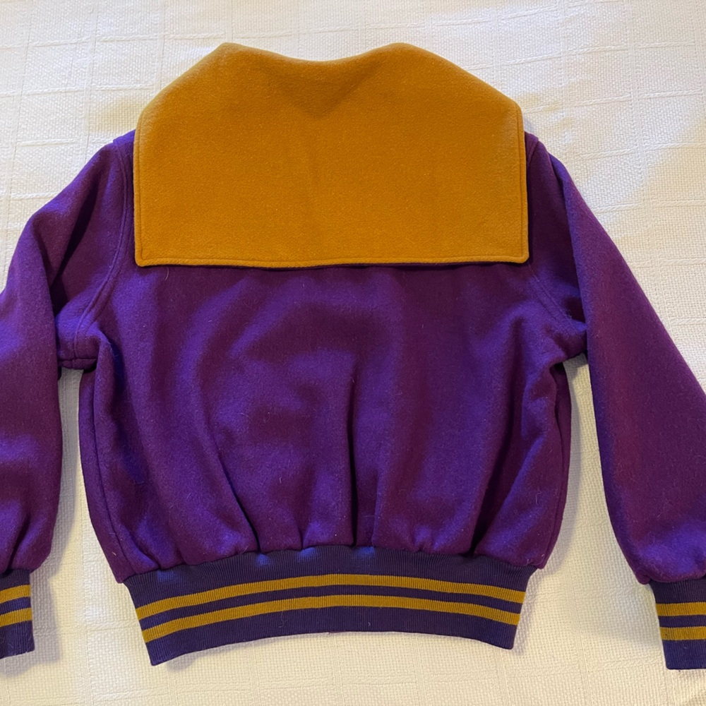 Vintage Women’s XL Holloway Purple and Gold Wool School Varsity Jacket - Picture 7 of 7